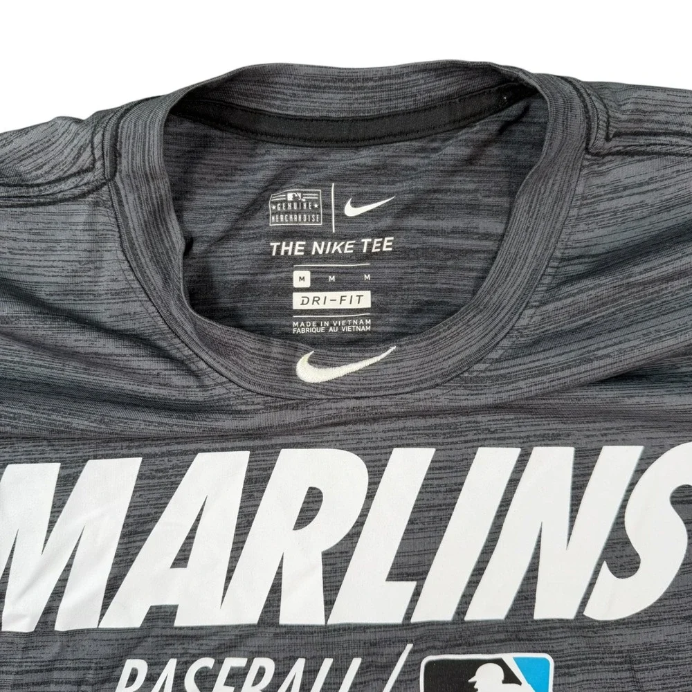 Nike Mens Miami Marlins MLB Dri-Fit Heather Gray Short Sleeve T-Shirt Size M